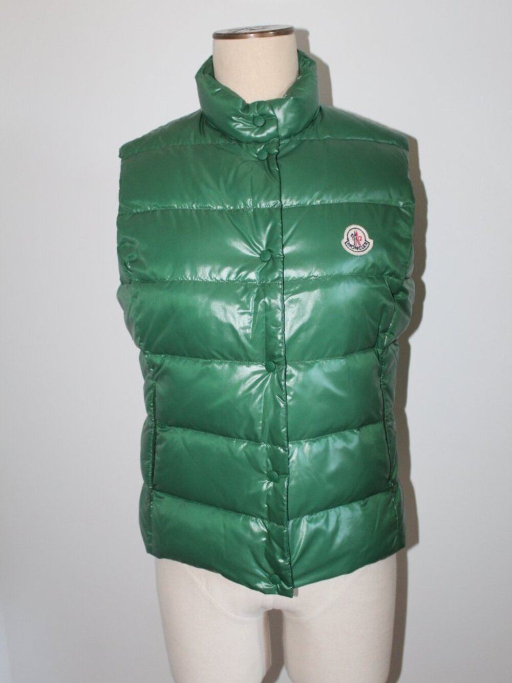 Moncler Green Down Vest Jacket Snap Front Moncler Size 2 US XS S